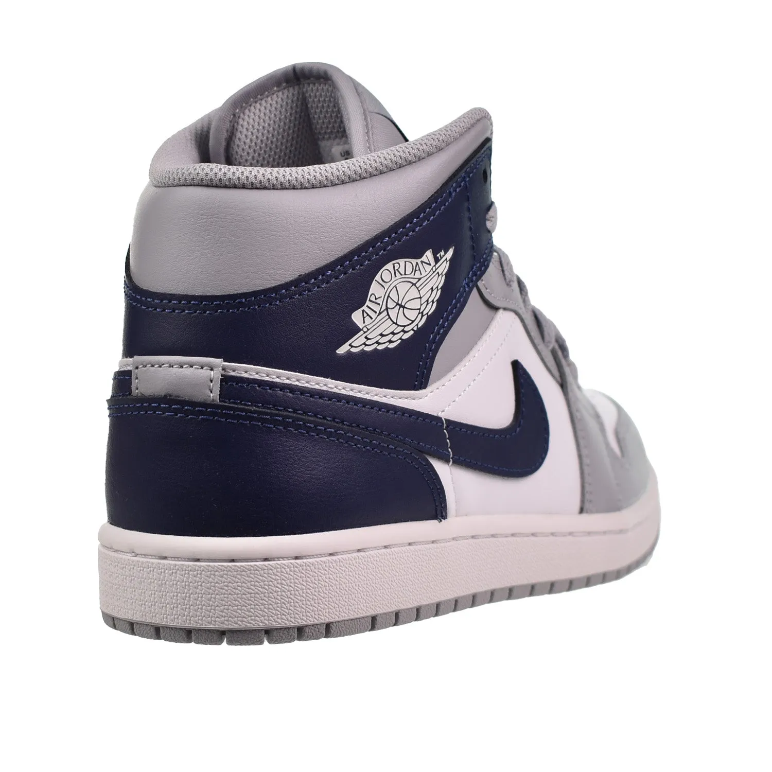 Air Jordan 1 Mid Men's Shoes White-Wolf Gray-Midnight Navy