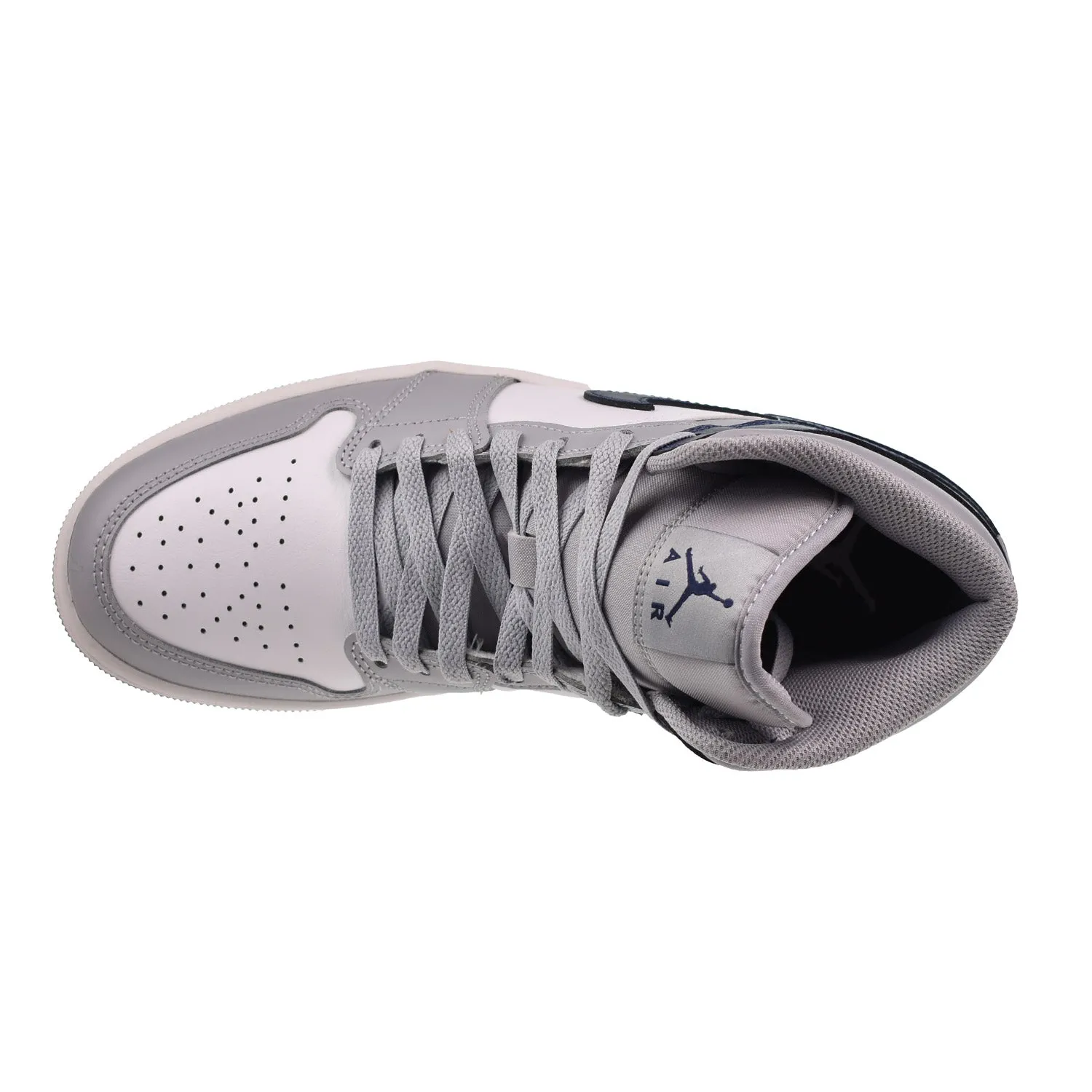 Air Jordan 1 Mid Men's Shoes White-Wolf Gray-Midnight Navy