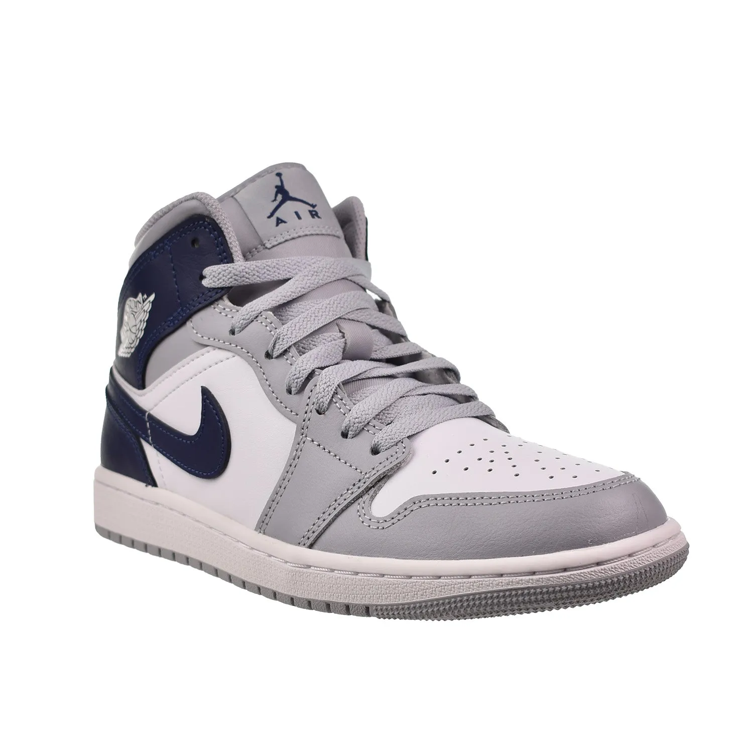 Air Jordan 1 Mid Men's Shoes White-Wolf Gray-Midnight Navy