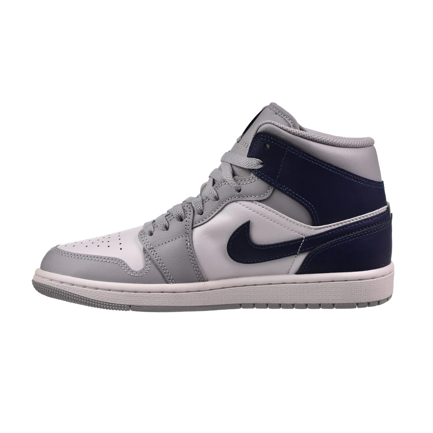Air Jordan 1 Mid Men's Shoes White-Wolf Gray-Midnight Navy