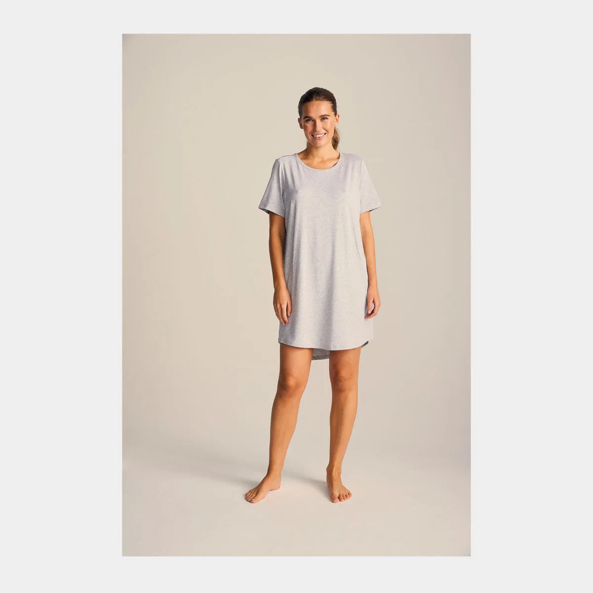Bambus T-shirt kjole lysegrå