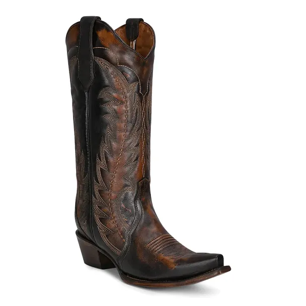 Corral Boots Women's 13" Triad Western Snip Toe Boot - BROWN/TAN