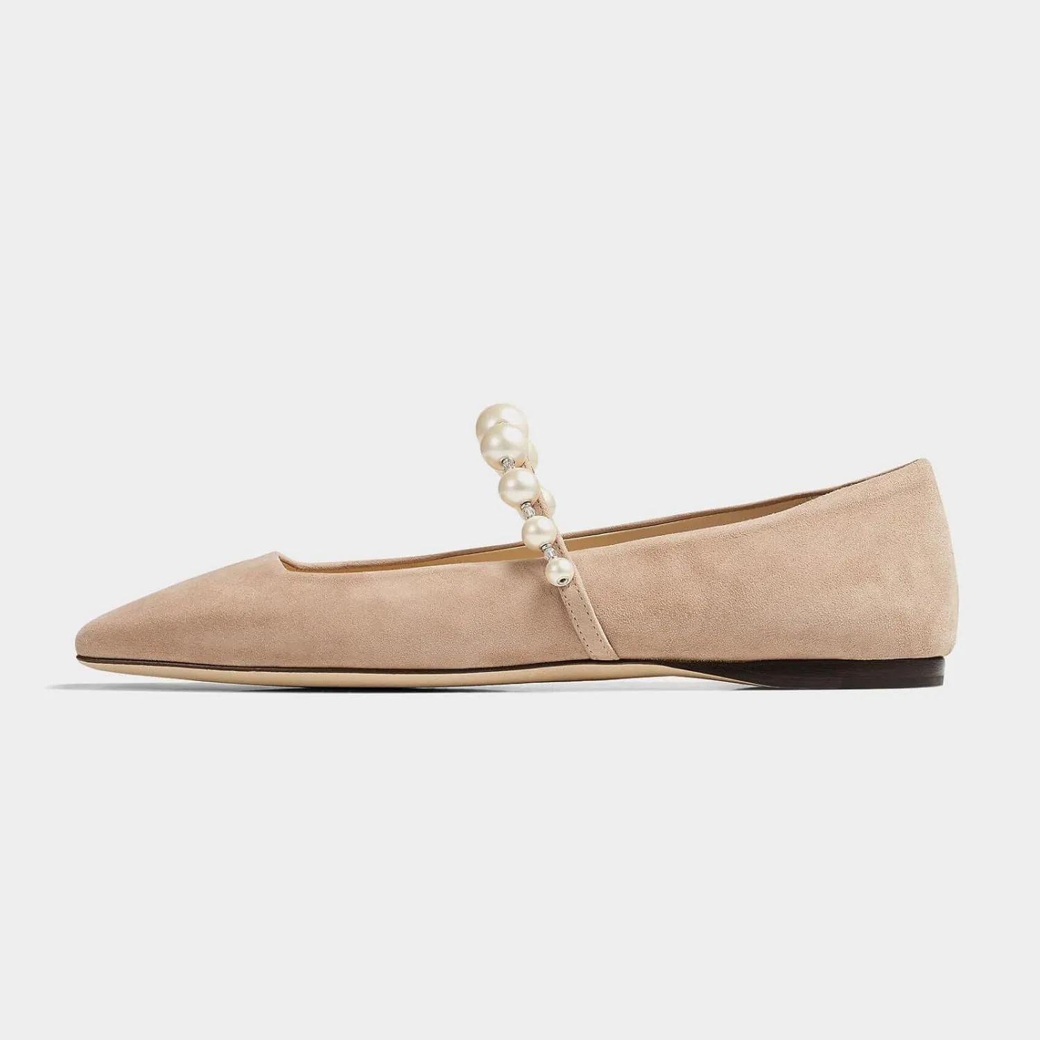 Flats for Women, Black Square Toe Mary Jane Ballet Flats with Pearl Strap, Comfortable Slip On for Wedding, Bride, Party