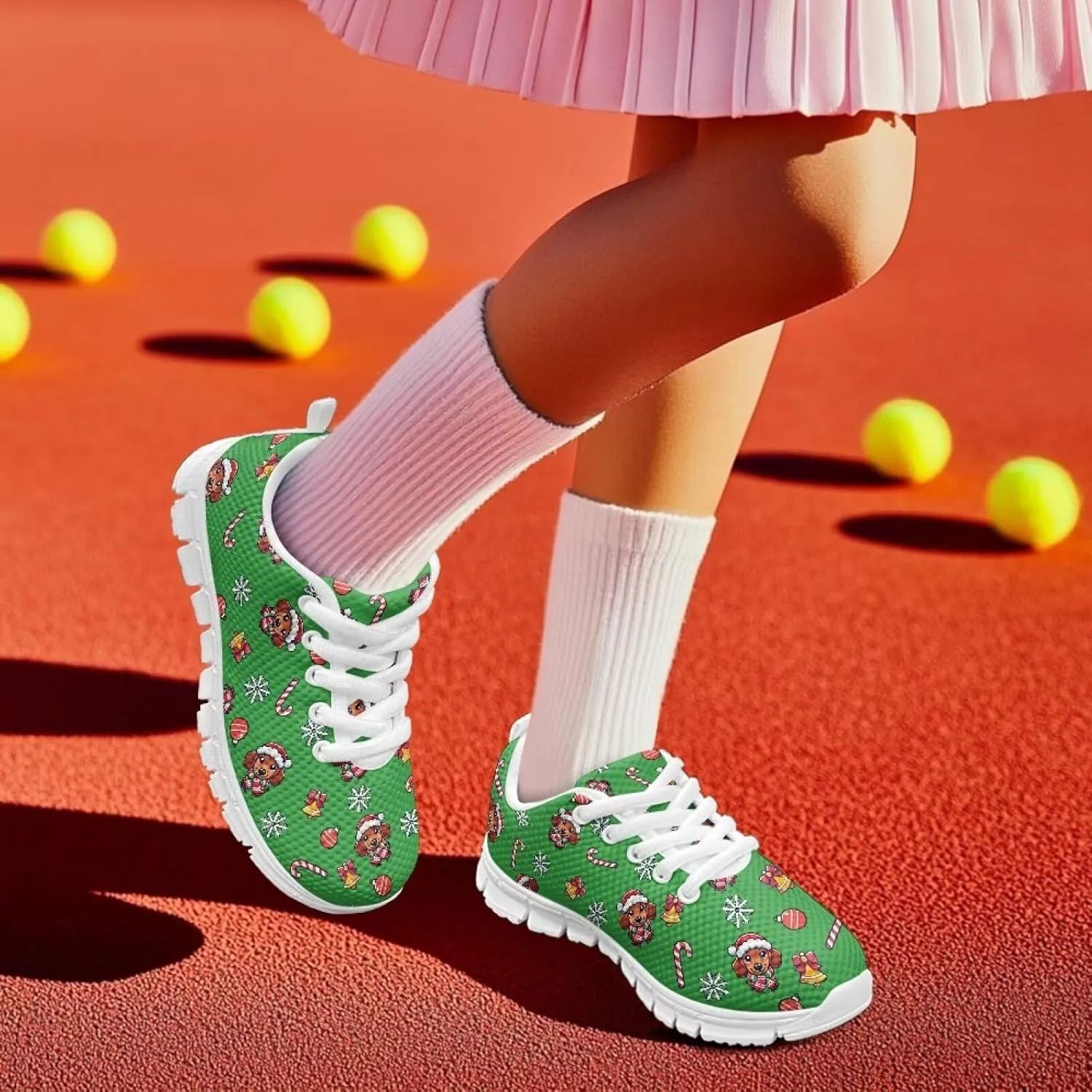 FOR U DESIGNS Kids Athletic Shoes Lace Up Sports Outdoor Sneakers Girls Walking Shoes Mesh Breathable Boys Running Tennis Shoes