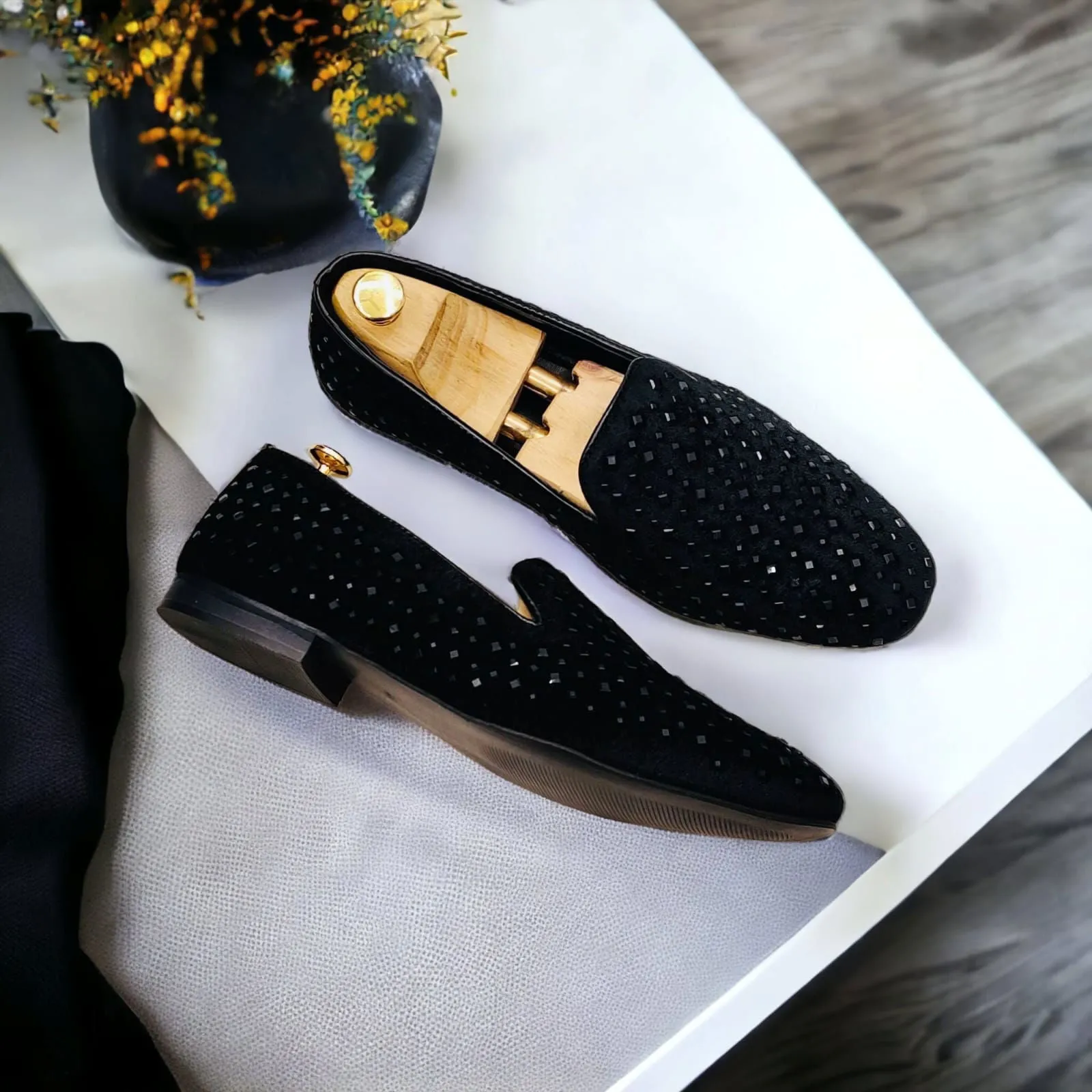 Jack Marc Fashionable Party Rhinestone Shoes For Men