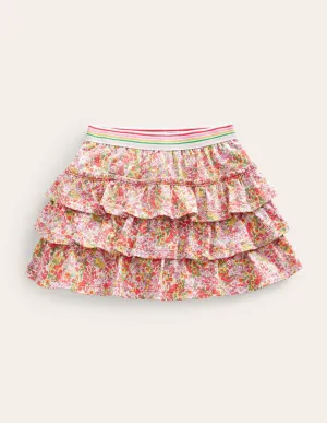 Jersey Ruffle Skort-Peach Punch Spring Time
