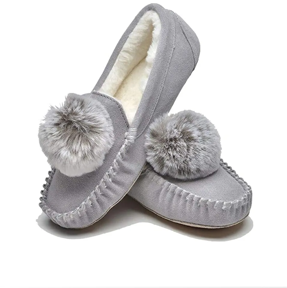 Lazy Dogz - Bessie - Grey Moccasins Slippers - Grey