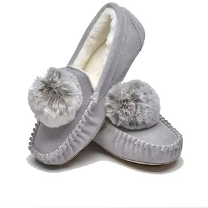 Lazy Dogz - Bessie - Grey Moccasins Slippers - Grey