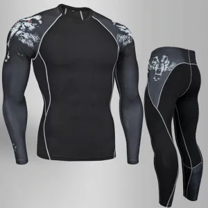Men's Compression Run jogging Suits Clothes Sports Set 4xl Long t shirt And Pants Gym Fitness workout Tights clothing