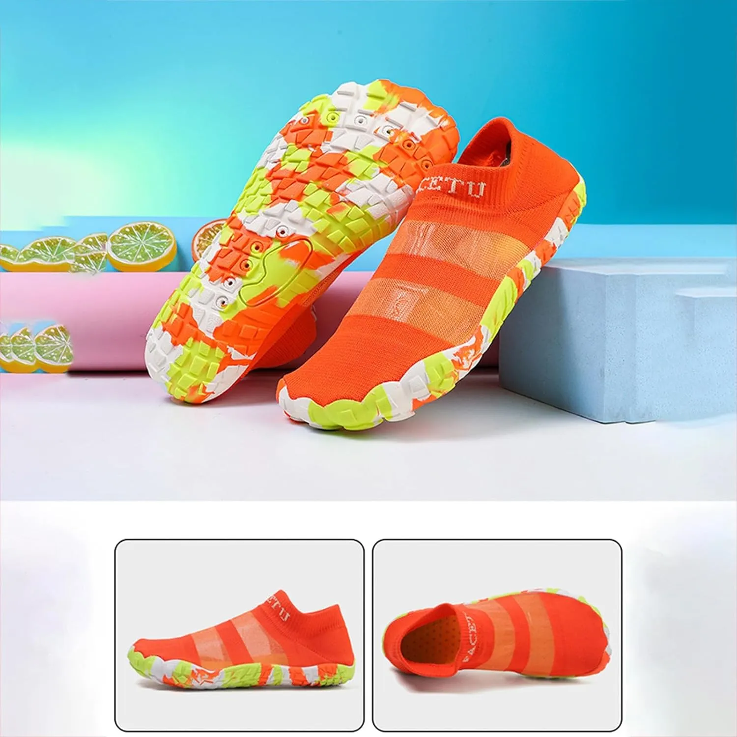 Men's Women's Slip On Water Shoes Quick Dry Barefoot Lightweight Aqua Shoes Beach Swim Pool Hiking Wading Surfing Sport Sneakers with Breathable Mesh Knit Non Slip Indoor Yoga Fitness Boxing