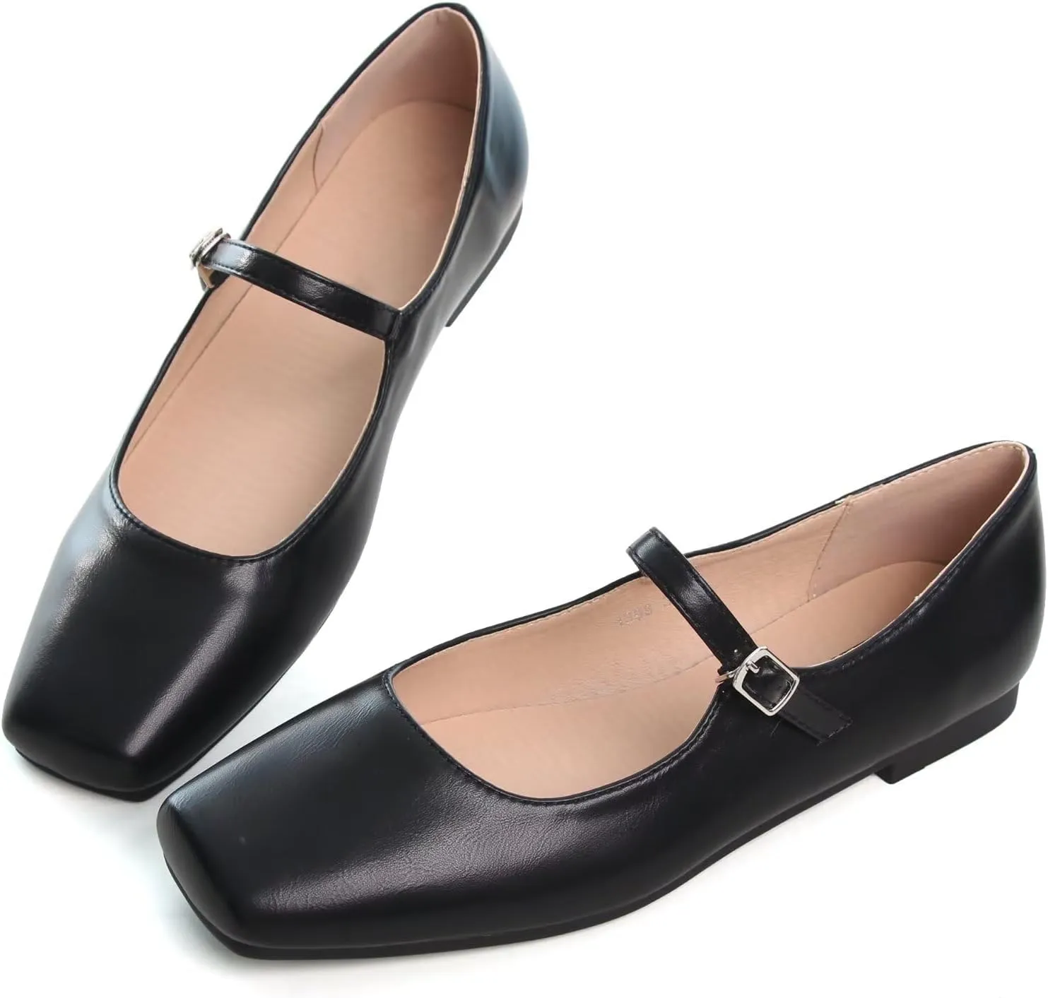 WENJIAZHIZHI Womens Square Toe Ballet Flats Comfortable Mary Jane Shoes Dressy Casual Slip-On Ballerina Walking Flat Shoes