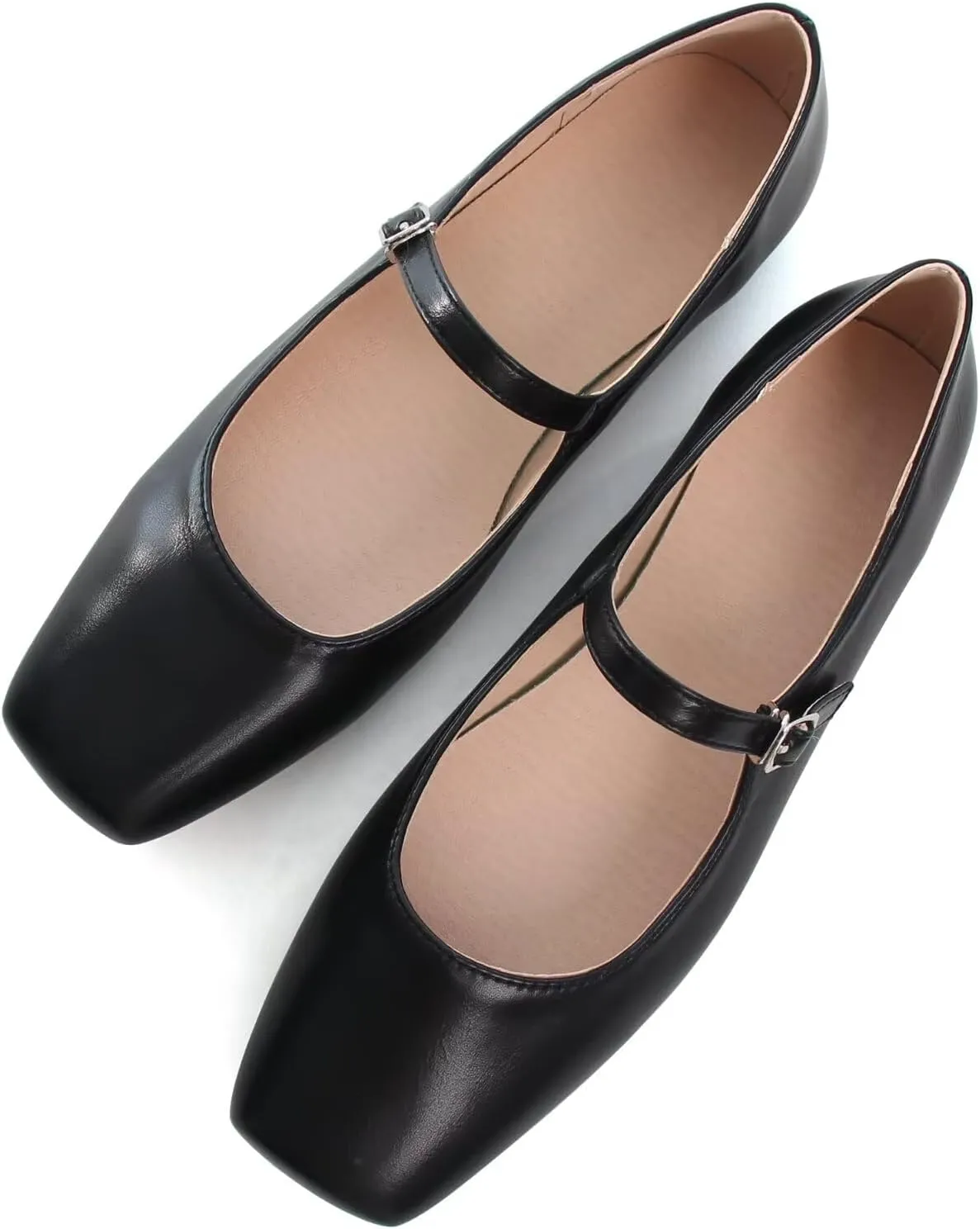 WENJIAZHIZHI Womens Square Toe Ballet Flats Comfortable Mary Jane Shoes Dressy Casual Slip-On Ballerina Walking Flat Shoes