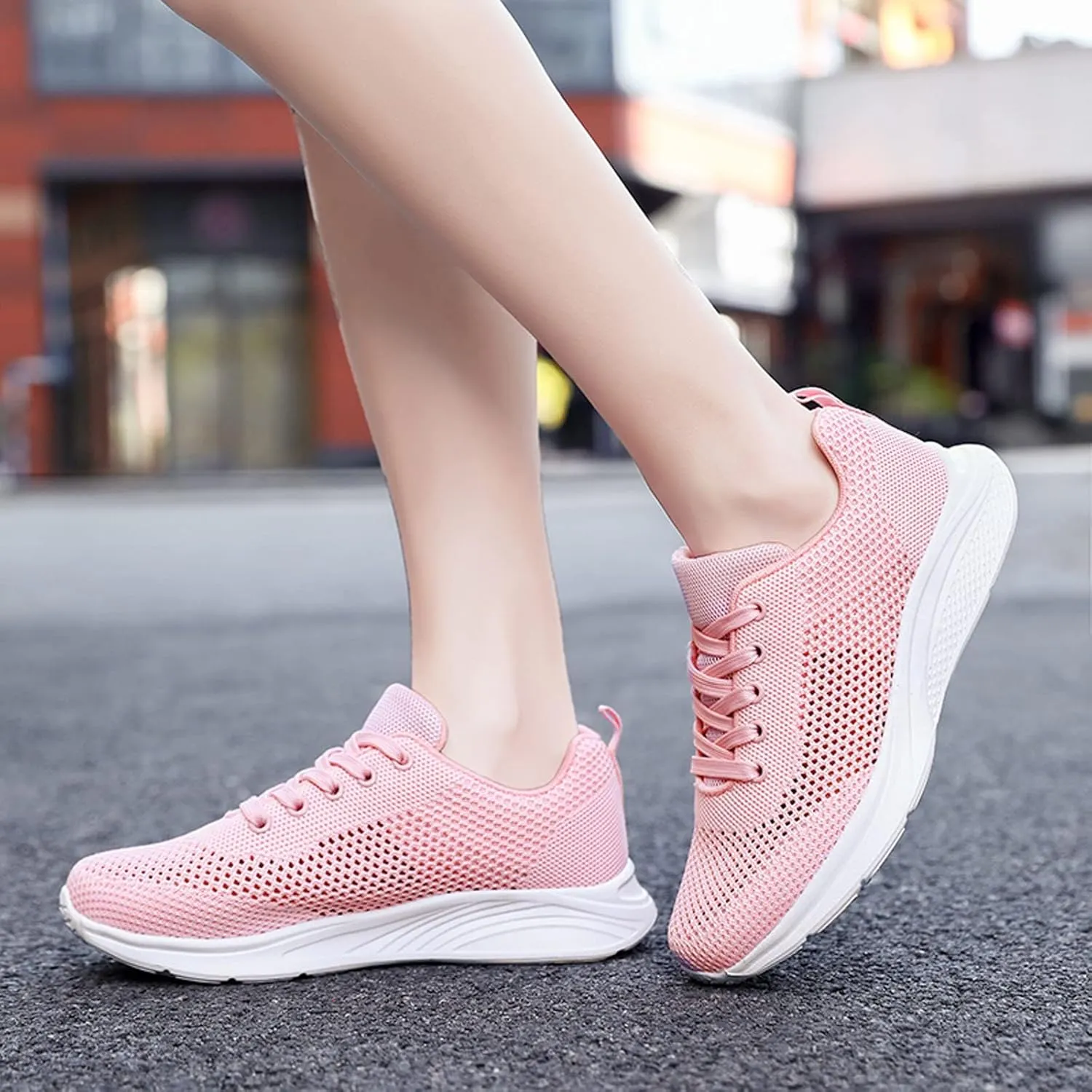 Womens Ladies Walking Running Shoes Slip On Lace-Up Womens Tennis Shoes Sport Women's Shoes Casual Black Platform Sneaker White Tennis Shoe Trainers Shoe